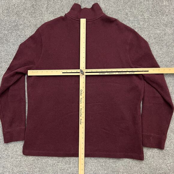 Polo Ralph Lauren Sweater Men's XL Burgundy Tight Knit Mock Neck Quarter Zip - Picture 9 of 11